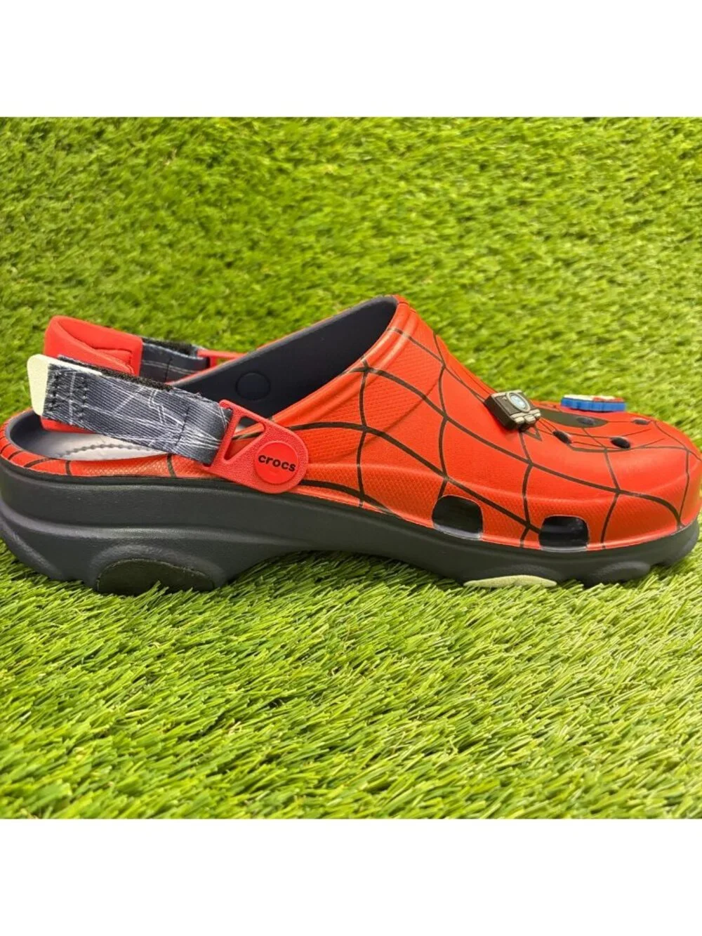 Crocs Spider-Man All-Terrain Mens Size 11 Red Black Beach Outdoor Clogs Sandals
